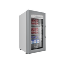 Refrigerador vertical VR1.5 Imbera 1.5 pies cúbicos blanco muestra iluminación LED de ahorro de energía y puerta de cristal