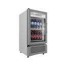 Refrigerador vertical VL40 Imbera de 4 pies cúbicos blanco muestra iluminación LED de ahorro de energía y puerta de cristal