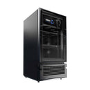 Refrigerador vertical vr04 Cobalt Imbera 4 pies cúbicos con exterior e interior negro exhibe iluminación LED de ahorro energía y una puerta de cristal