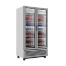 Refrigerador vertical VRD26 Imbera 26 pies cúbicos blanco exhibe iluminación LED de ahorro de energía y dos puertas de cristal