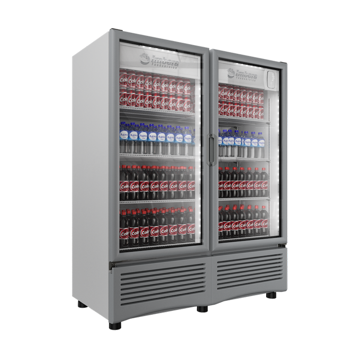 Refrigerador vertical VR35 Imbera 35 pies cúbicos blanco exhibe iluminación LED de ahorro de energía y dos puertas de cristal