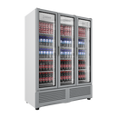 Refrigerador vertical G342-3 Imbera 42 pies cúbicos blanco exhibe iluminación LED de ahorro energía y tres puertas de cristal