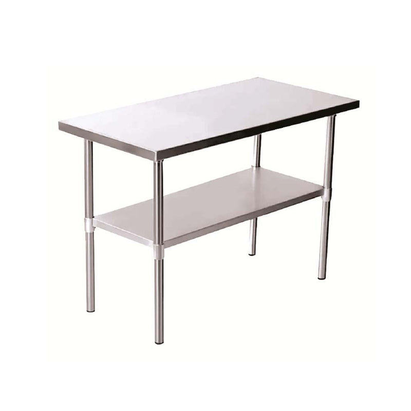 Mesa de trabajo tipo isla en acero inox 24"x48" 1024006 Protek, con entrepaño