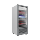 Refrigerador vertical VR09 Imbera de 9 pies cúbicos blanco muestra iluminación LED de ahorro de energía y puerta de cristal