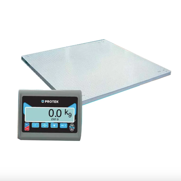 Báscula de plataforma para 2500kg BPK-2500 1025261 Protek acero inox, superficie tipo espiga antiderrapante, uso rudo, conexión usb, kg y lbs