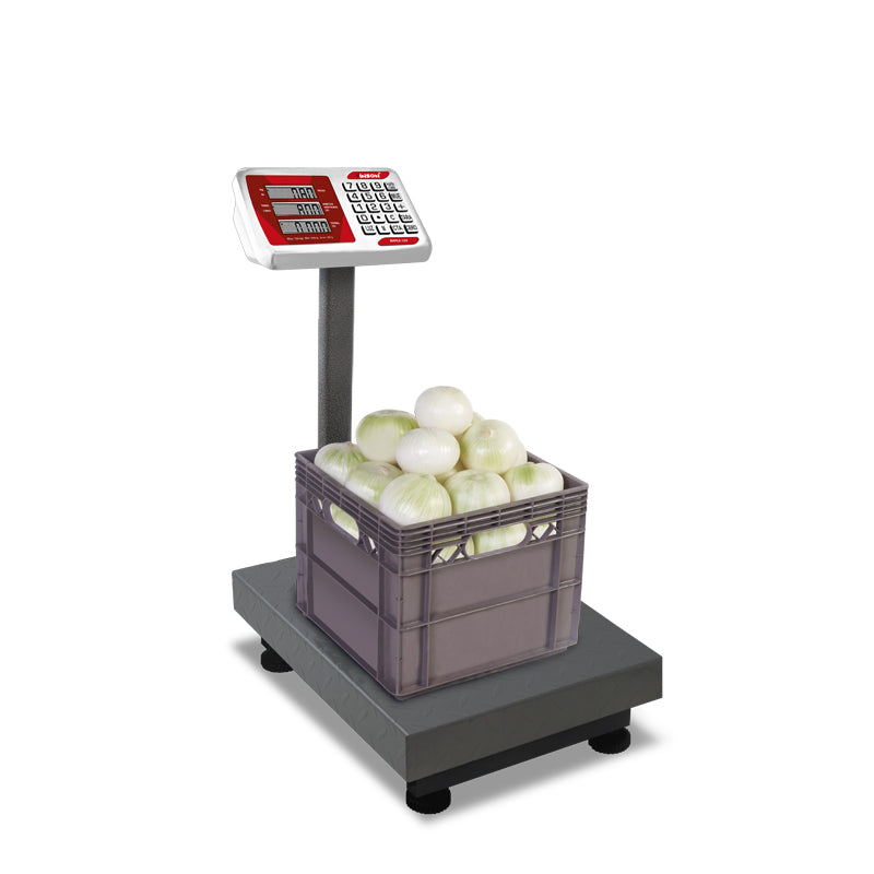 Báscula recibo 100kg / 20g BAPLE-100 Rhino, indicador acero inox peso-precio-total, plataforma acero carbono 30 x 40 cm