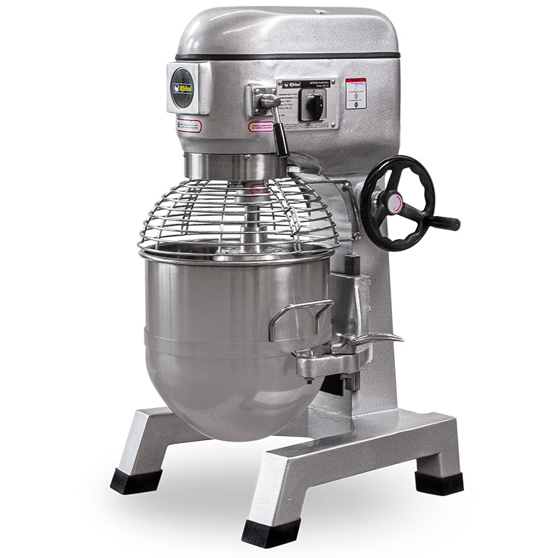 Batidora planetaria BATI-60 Rhino, tazon 60 litros acero inox, 3 velocidades, 3 accesorios y reja protectora, 2000w