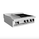 Estufa modular plancha + 2 quemadores dobles EM3-1P2Q Mayora 90 cm, gas lp y/o natural, acero inox T430